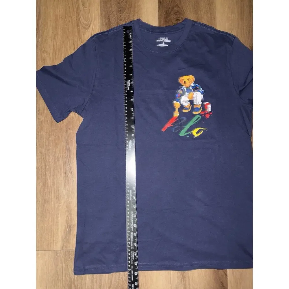 Polo Ralph Lauren Painter Bear T Shirt Navy Blue Men’s L Classic Fit Graphic